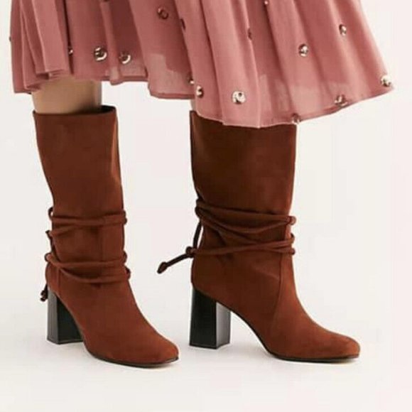 Free People Shoes - Free People x Faryl Robbin Brown Vegan Slouchy Leather Boots Size 9 NWOT